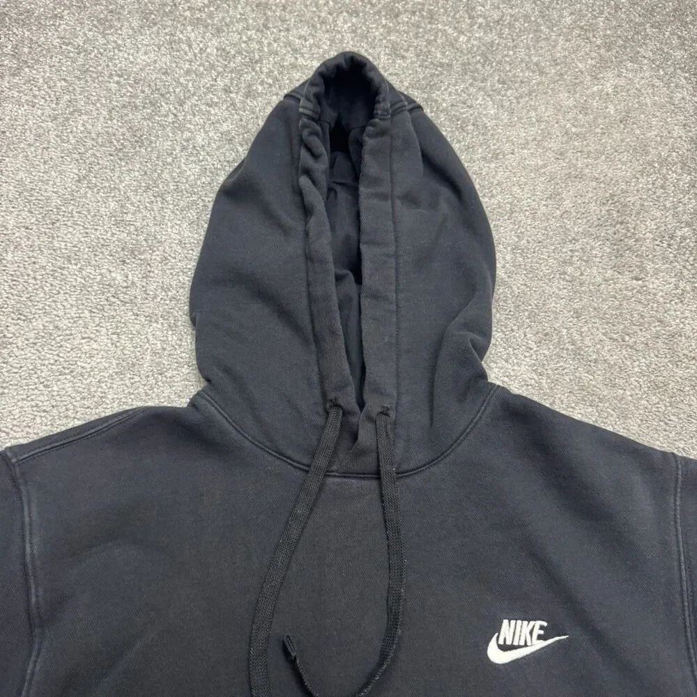 Nike Hoodie Pullover Sweatshirt Mens Small Black Fleece Drawstring Activewear